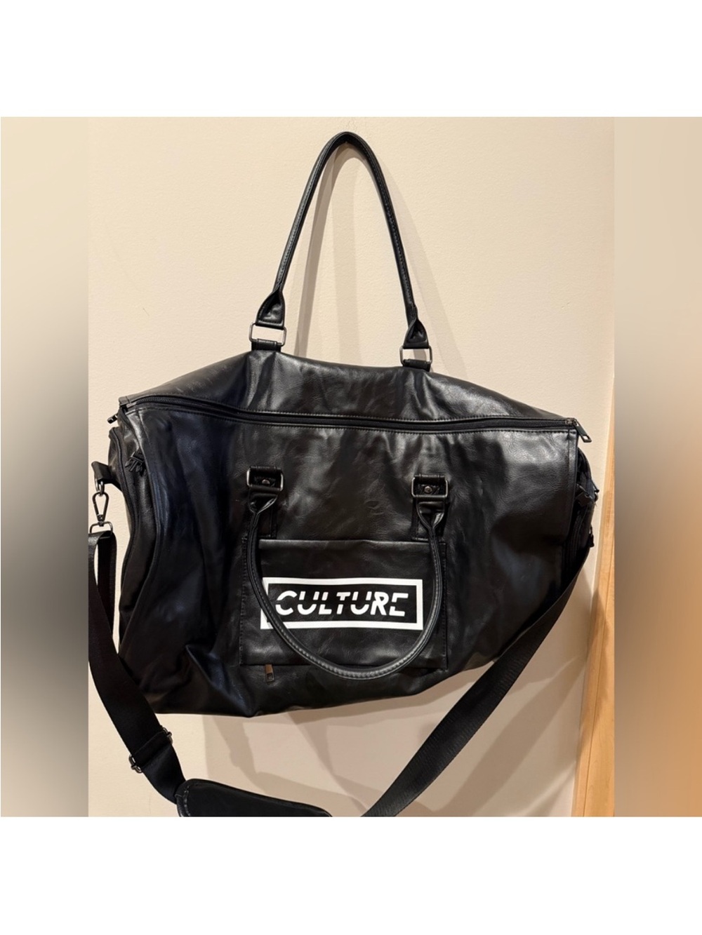 Black Culture Leather Travel Tote Bag.